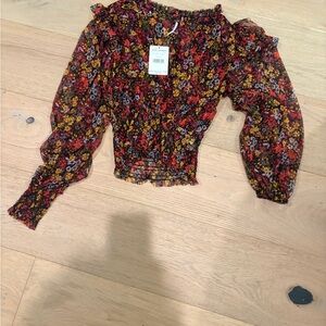 Free People Multicolor Floral Blouse